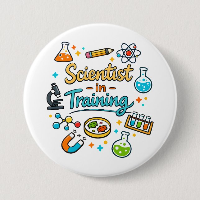 Chapa Redonda De 7 Cm Young Scientist in Training Invitation (Anverso)