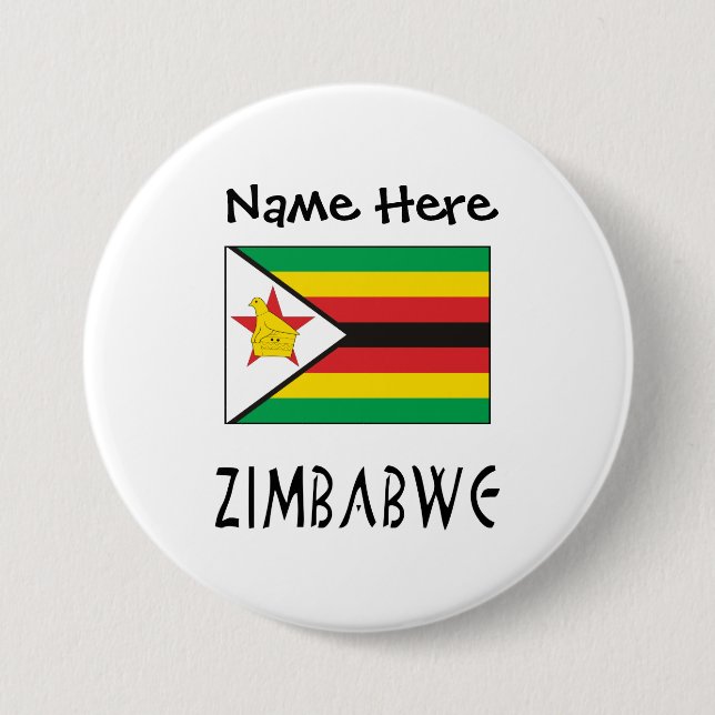 Chapa Redonda De 7 Cm Zimbabwe Bandera de Zimbabwe Personalizada  (Anverso)