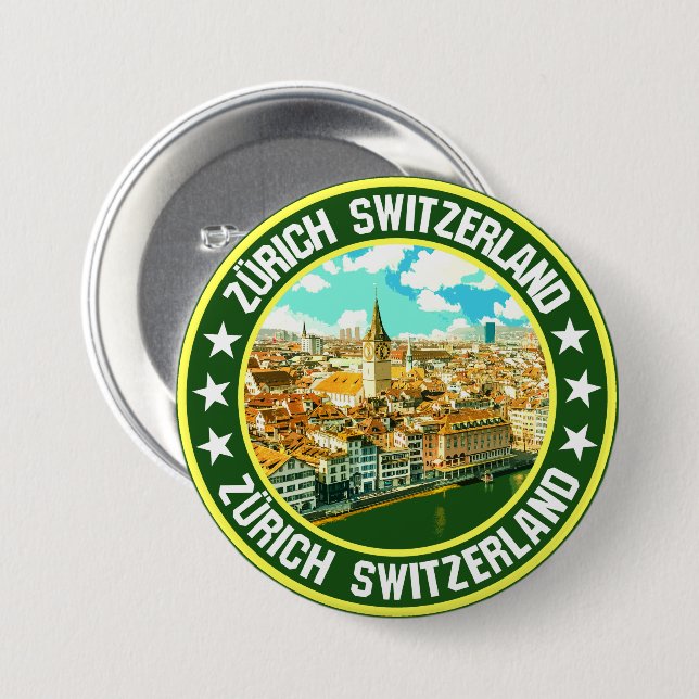 Chapa Redonda De 7 Cm Zürich (Anverso y reverso)