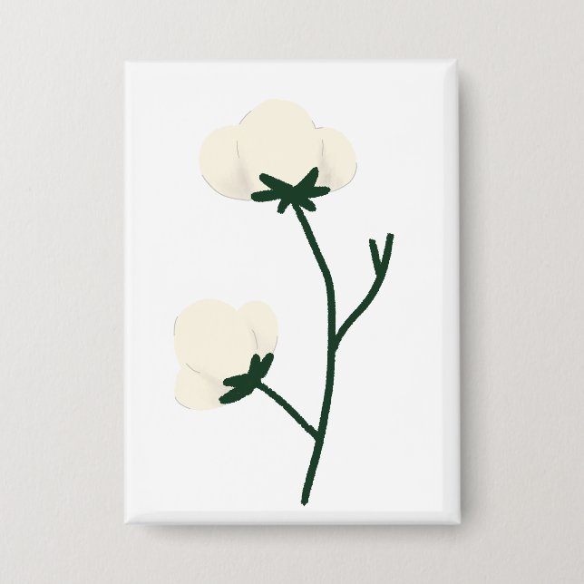 Chapa Regalo Botánico de Rama de Algodón Blanco Rústico (Anverso)