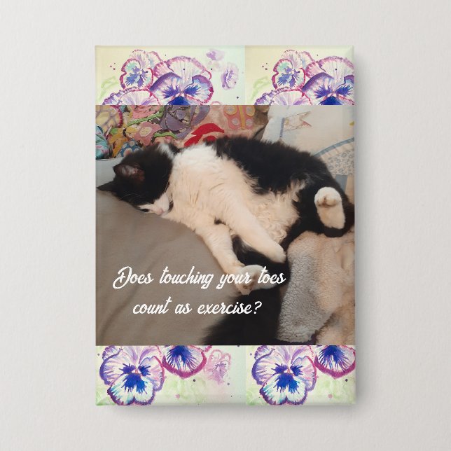 Chapa Regalo de gatos graciosos de cumpleaños de tuxedo (Anverso)
