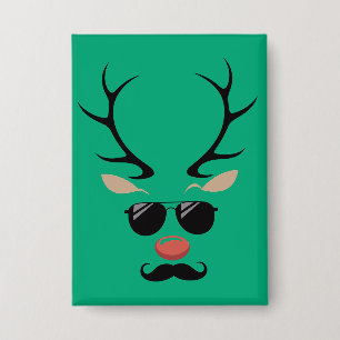 Chapa Reno divertido de Navidad invierno familia ciervo 