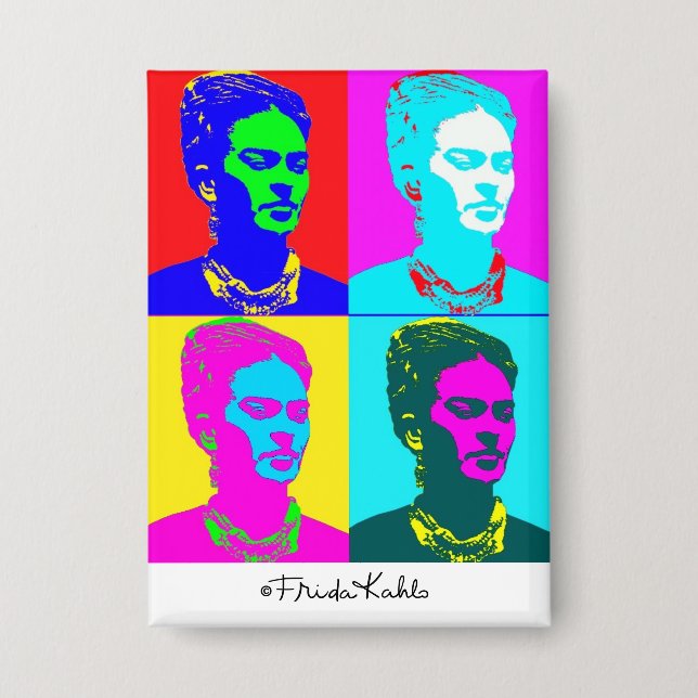 Chapa Retrato de Frida Kahlo en Arte Pop (Anverso)