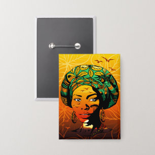 Chapa Retrato de mujer africana con puesta de sol