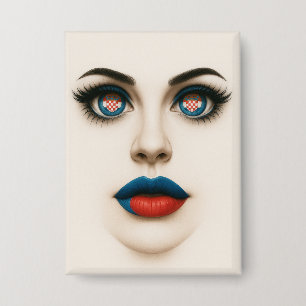 Chapa Retrato pop croata de belleza y ojos y levas