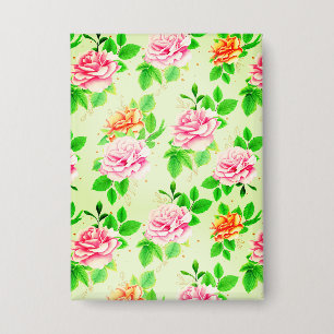 Chapa Rosas Florales Elegantes Patrón de Hojas Verdes-23