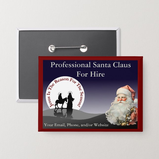 Chapa Santa Claus Business Pin Button (Anverso/Reverso)
