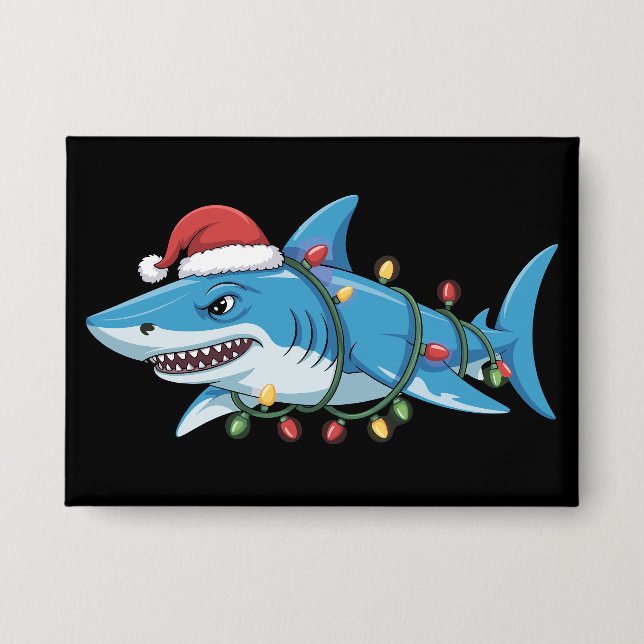 Chapa Santa Shark Christmas Lights Sharkmas Tree Xmas (Anverso)