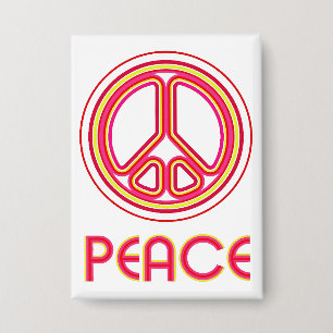 Chapa Signo de paz psicodélico lineal gráfico retro