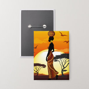 Chapa Silhouette de una bella mujer africana sobre los S