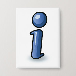 Chapa Símbolo de icono de información azul brillante