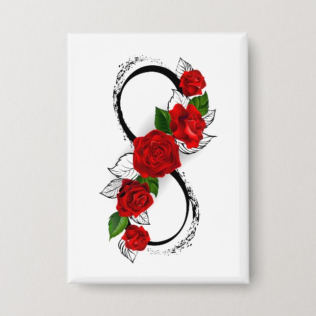 Chapa Símbolo infinito con rosas rojas (Anverso)