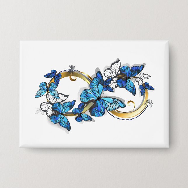 Chapa Símbolo infinito de mariposas Morpho azules (Anverso)