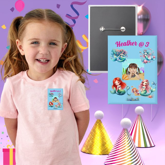 Chapa Sirenas bajo el mar Foto niños Fiesta de cumpleaño (Subido por el creador)