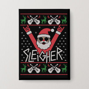 Chapa Sleigher Santa Navidad Rock n Roll Sudadera Fea