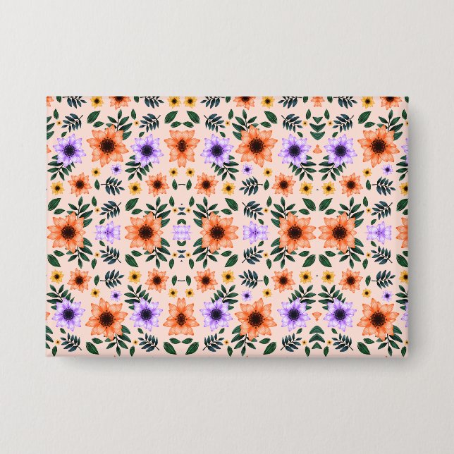 Chapa Sobre con estampado floral con naranja vibrante  (Anverso)