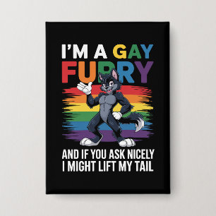 Chapa Soy un zorro lobo arcoíris gay y orgulloso furry d