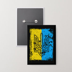 Chapa Stand with Ukraine Retro Vintafe Flag Tridente
