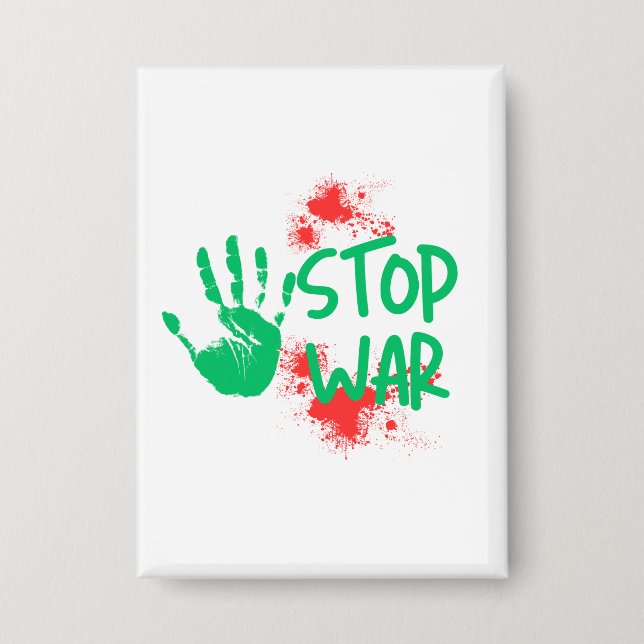 Chapa Stop War – Bold Handprint Anti-War Graphic Design (Anverso)