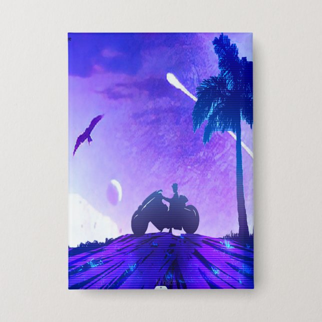 Chapa Surreal Landscape – Dreamy Digital Art Pinback But (Anverso)
