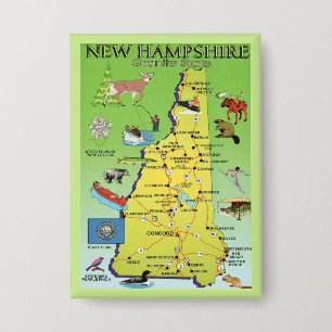 Chapa Tarjeta postal de mapa ilustrado de New Hampshire