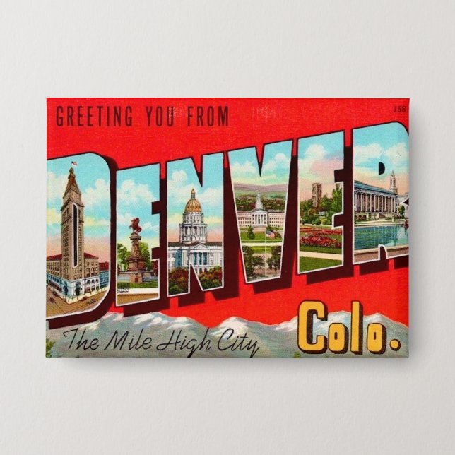 Chapa Tarjeta postal retro Denver Colorado (Anverso)