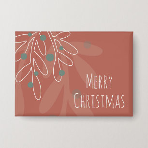 Chapa texto de Feliz Navidad en floral vino rojo