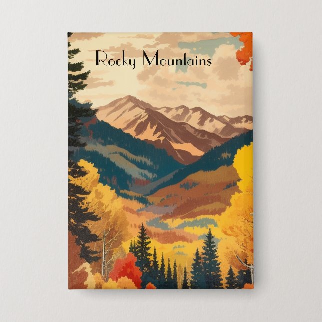 Chapa Texto personalizado de otoño vintage Montañas Roco (Anverso)