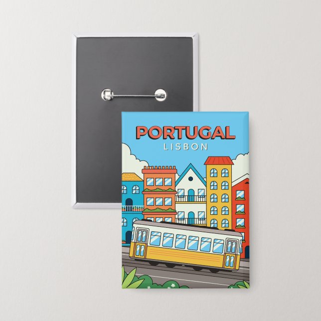 Chapa Texto personalizado Lisboa Portugal (Anverso/Reverso)