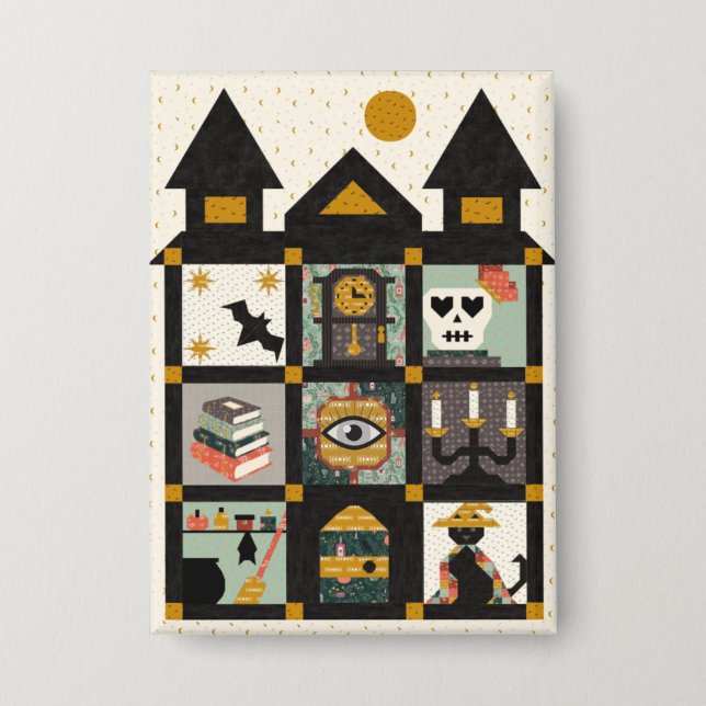 Chapa The Forgotten Rooms Quilt along Button en español (Anverso)