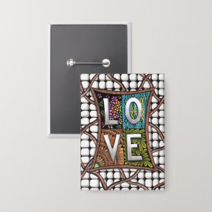 Chapa Tipografía de AMOR Arte de Línea Intrincada Patrón