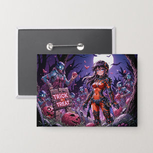 Chapa Truco o Trato Zombies de Halloween repartiendo Cer