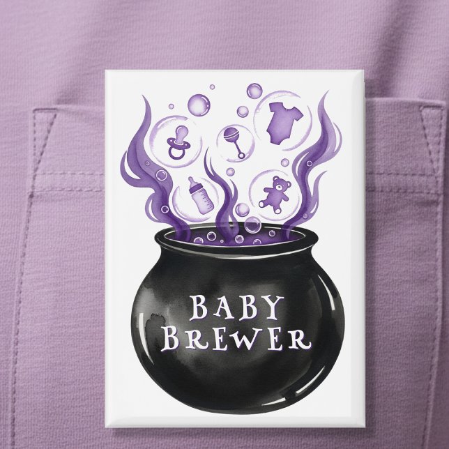 Chapa Un bebé prepara Baby Shower de Cauldron Halloween (A Baby is Brewing Cauldron Halloween Baby Shower Button
)