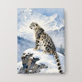 Chapa Un leopardo de las nieves en pico nevado