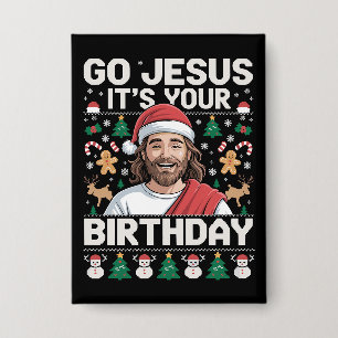 Chapa Vamos Jesús Es Tu Cumpleaños Suéter Feo De Navidad
