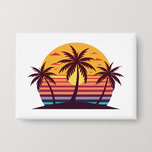 Chapa Vector Atardecer Con Palmeras
