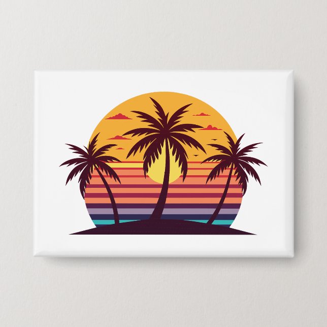 Chapa Vector Atardecer Con Palmeras (Anverso)