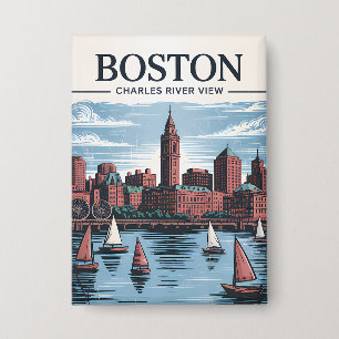 Chapa Vintage Boston Massachusetts Cityscape & Sailboat