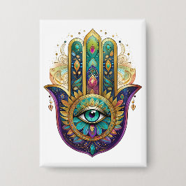 Chapa Violet Green Gold Petals Hamsa Turquoise Third Eye