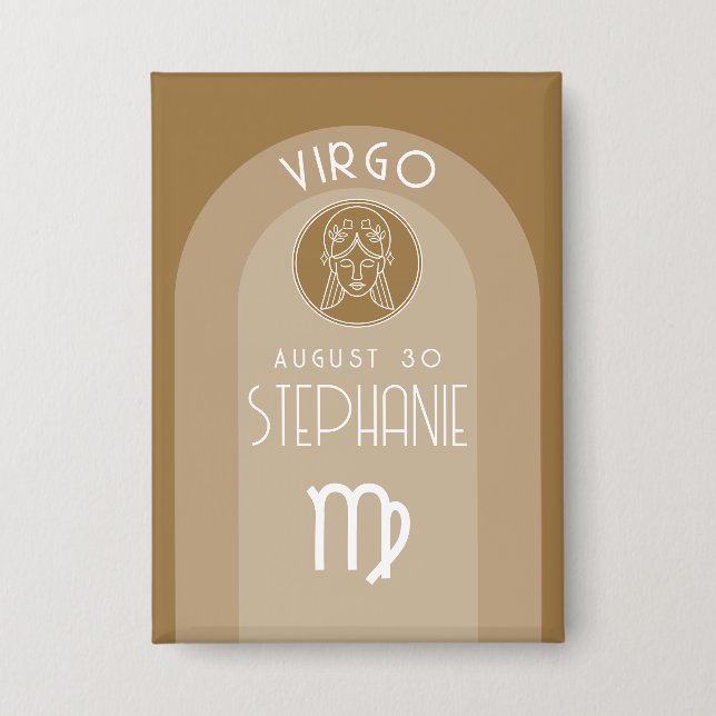 Chapa Virgo Personalizado Birthday Zodiac - Diseño moder (Anverso)
