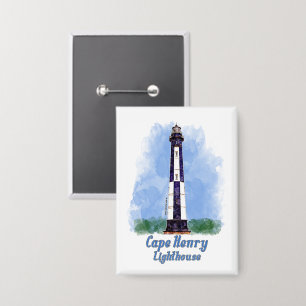 Chapa Watercolor del faro de Cape Henry, Virginia