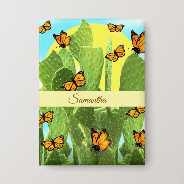 Chapa Whimsical Cactus And Butterflies (Anverso)