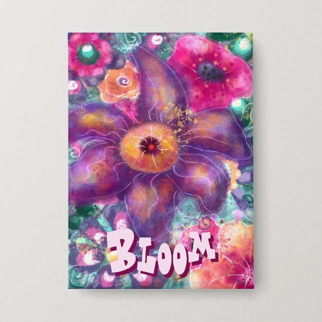 Chapa Whimsical Floral Abstract Art Teal Personalized  (Anverso)