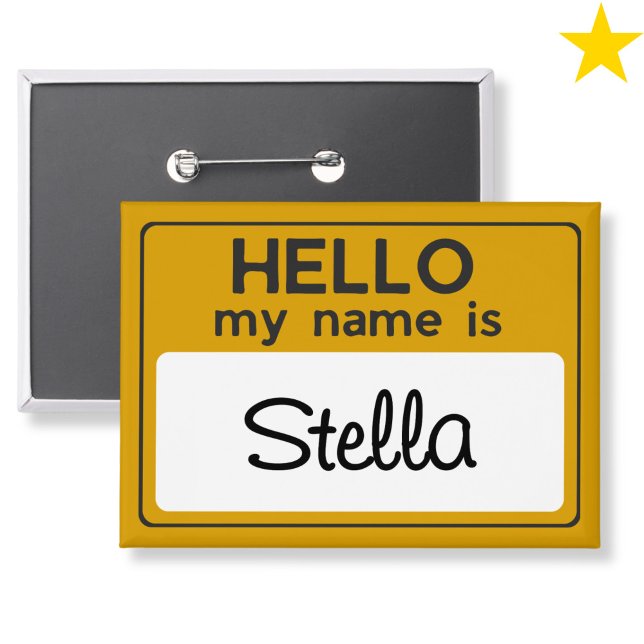 Chapa Yellow White Custom Name Hello My Name Is (Subido por el creador)