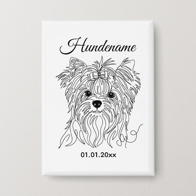 Chapa Yorkshire Terrier one line art customizable dog (Anverso)