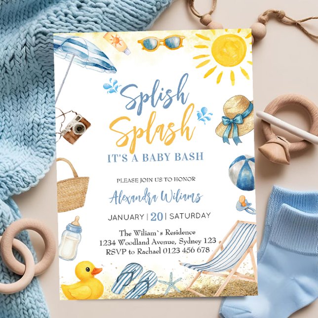Chapoteo Splash Invitación de Baby Shower para Niñ (Subido por el creador)