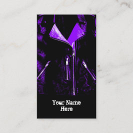 Chaqueta de cuero Púrpura tarjeta de negocios retr