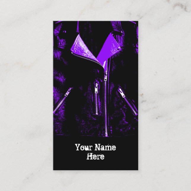 Chaqueta de cuero Púrpura tarjeta de negocios retr (Anverso)