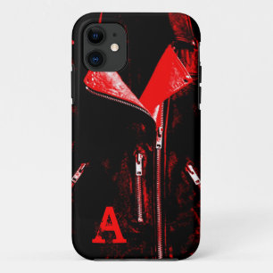 Chaqueta de cuero rojo "Monograma" iPhone 5 funda