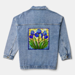 Chaqueta De Denim De Vidrio Manchado De Iris Azul